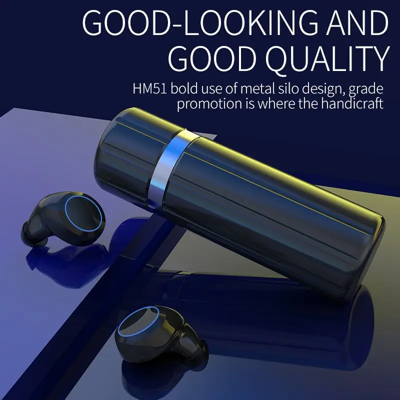 LEORY HM51 True Wireless blue tooth 5.0 Earbuds Smart Touch Hi-Fi Waterproof In-ear Earphone Headset With Charging Case