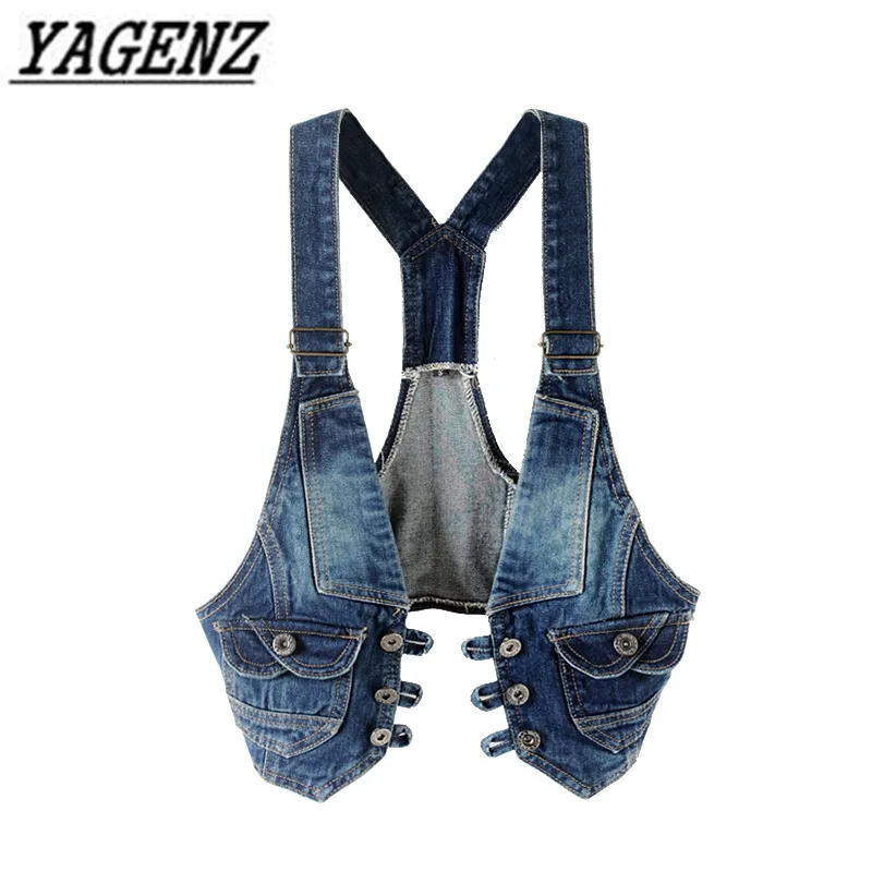 

Women Vest Denim Jacket Cool Outerwear Slim Sleeveless Vintage Casual Jeans Jacket Single-breasted Female Short Denim Coat Tops