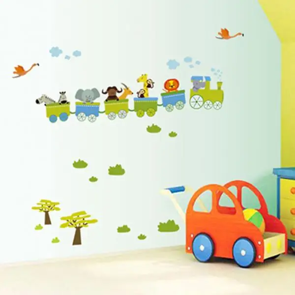 New Removable Sticker Animal Roller Style Wall Stickers For Nursery New Removable Sticker Animal Roller Style Wall Stickers For Nursery Boy Kids Baby Room Decor Vinyl Art Decal In From Home Garden On