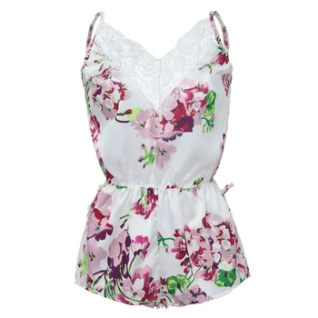 

Sexy Lace Satin Floral Bow Bodysuit Teddy Lingerie Pajamas Babydoll Sleepwear casual sleeveless lace sexy women pajamas set %8