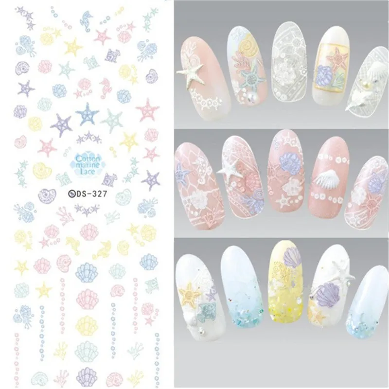 

1 Sheet Sea Summer shell Nail Sticker Water Decals Nail Decorations Water Plastic Star Nails Transfer Nail Art Design