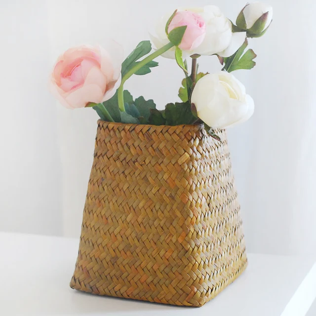 Handmade Straw Vase Flower Pot 14*12*12CMin Vases from Home & Garden