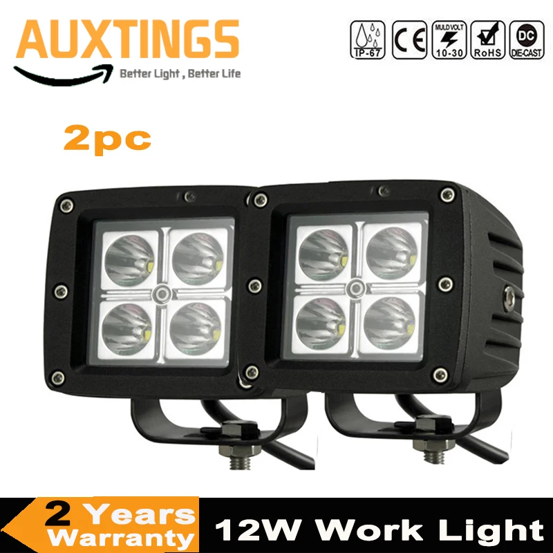 

2PC 12W 3" LED Work Light Led Light Spot Flood Beam Offroad Driving Light Fog Lamp Truck Tractor Car Boat Motorcycle ATV SUV 4WD
