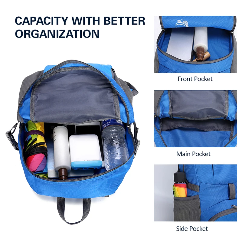 Weikani Водонепроницаемый складной рюкзак, нейлоновый рюкзак для альпинизма, Спортивная складная сумка для мужчин и женщин, рюкзак для путешествий и пеших прогулок