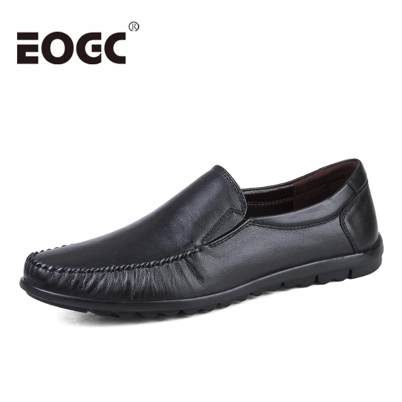 

Plus size 38-45 Slip-On Men Loafers Handmade Genuine leather men shoes Top quality Black casual shoes Soft Moccasins Men flats