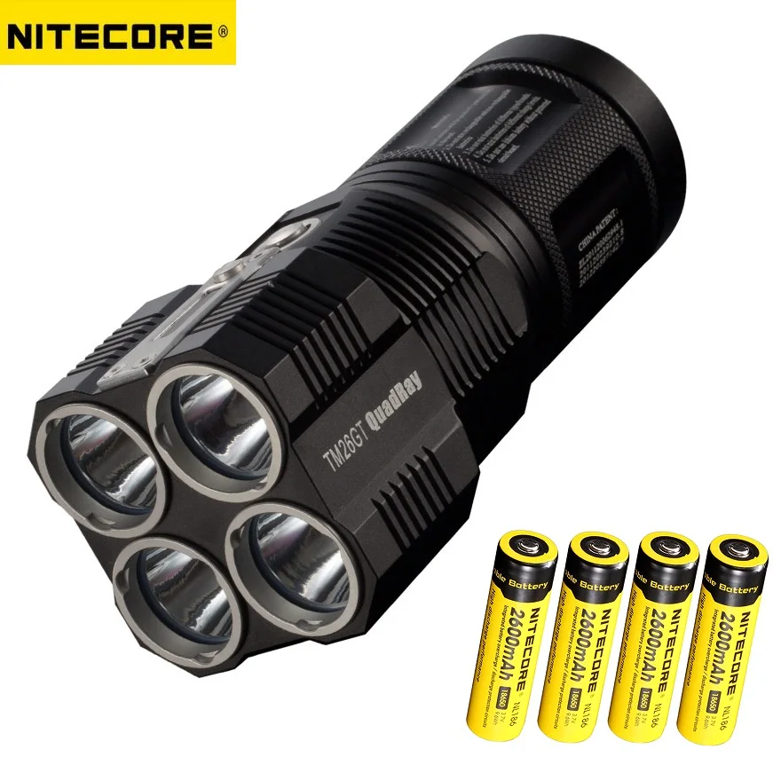 Koop Originele NITECORE TM26GT 4 * CREE XP L HI V3 LED 3500 Lumen LED Zaklamp Zaklampen Beam Distence Fakkels met 4 stks 18650 Batterij
