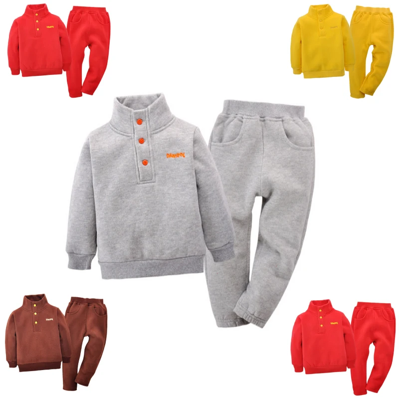 Children's Set 1-4T Ferrule Fleece Sweatshirts Shirt + Pants Spring Autumn Winter Sportswear Boy Girl Clothes | Детская одежда и