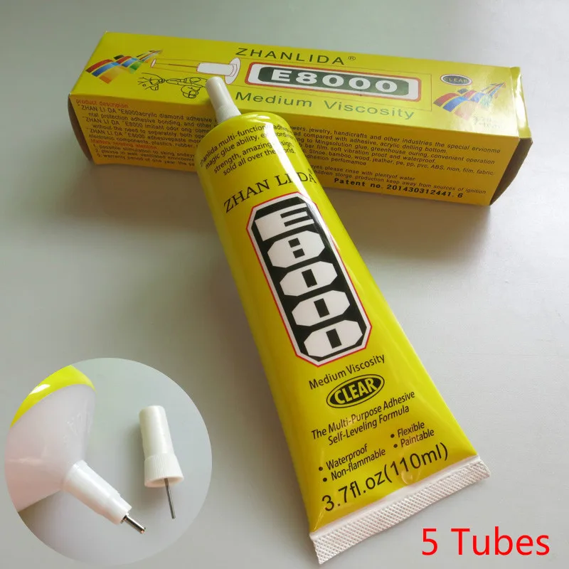 

5 Tubes New 110ml e8000 Clear Adhesive Sealant Glue For Diy Diamond Clothes Shoes Paste Jewelry Craft Phone Border Free Shipping