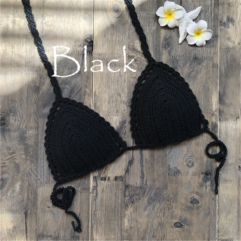 CROCHET BIKINI Sexy Bikini Crochet Strips Bandage Bathing Mode Women Bikini Tops Women's Swimwear Biquinis Feminino