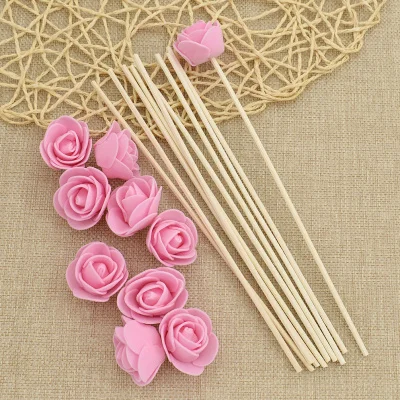 10pcs Colorful 3mm Rattan Artificial Flower Fragrance Diffuser Replacement Refill Stick Home Decor Supplies - Цвет: Pink