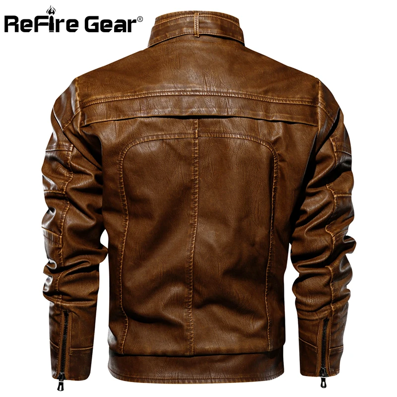 Мужская зимняя куртка из искусственной кожи ReFire Gear мотоциклетная Байкерская