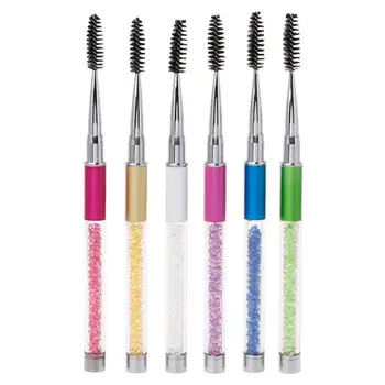 

High Quality Eyelash Brush Crystal Long Screw Eye Lash Curler Eyebrow Comb Makeup Brush Mascara Colorful Cosmetic Tool
