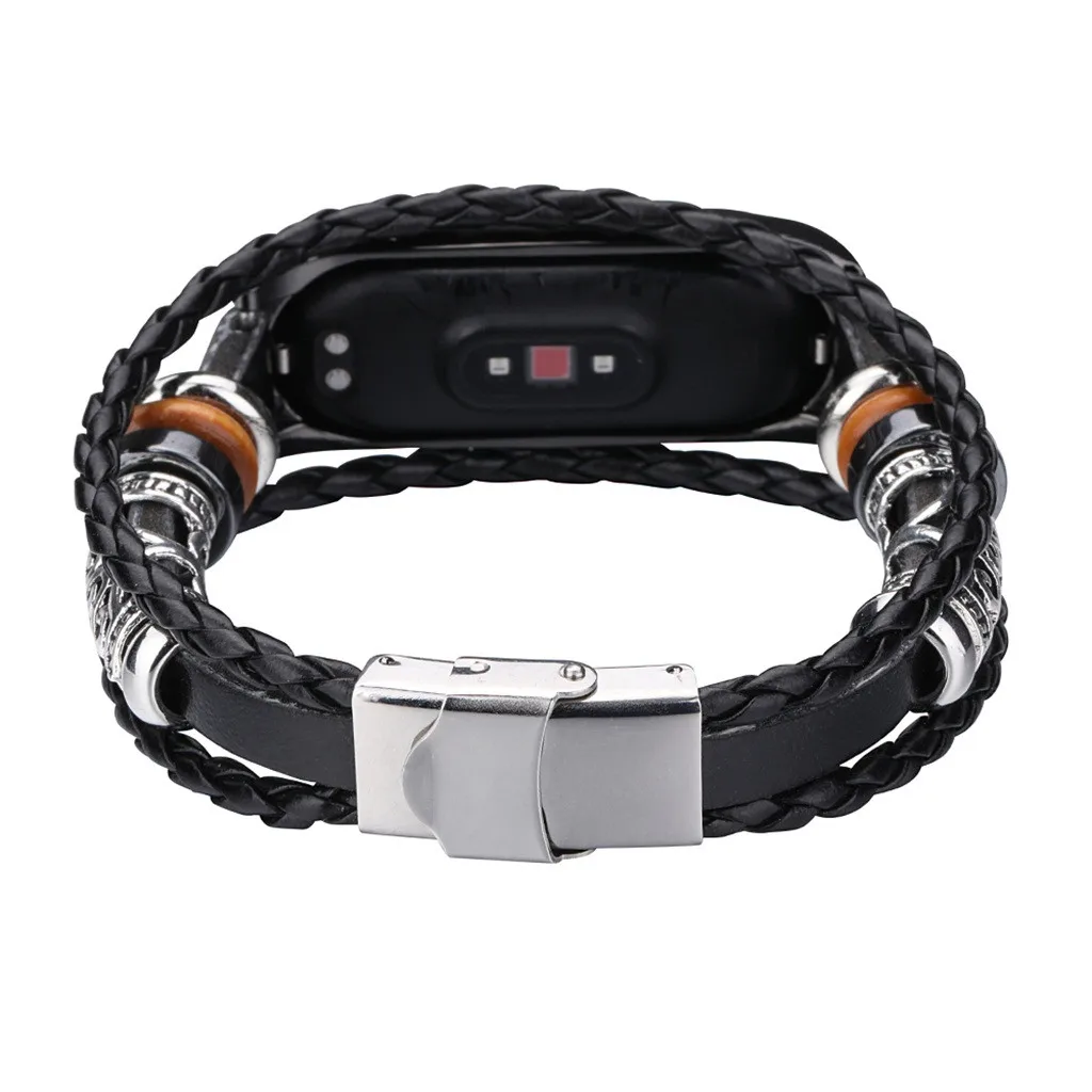 Hot Wristband For Xiaomi Mi Band 4 Replacement Leather Beading Bracelet Strap Weave Braided Drop Ship Gift Correa#27Q