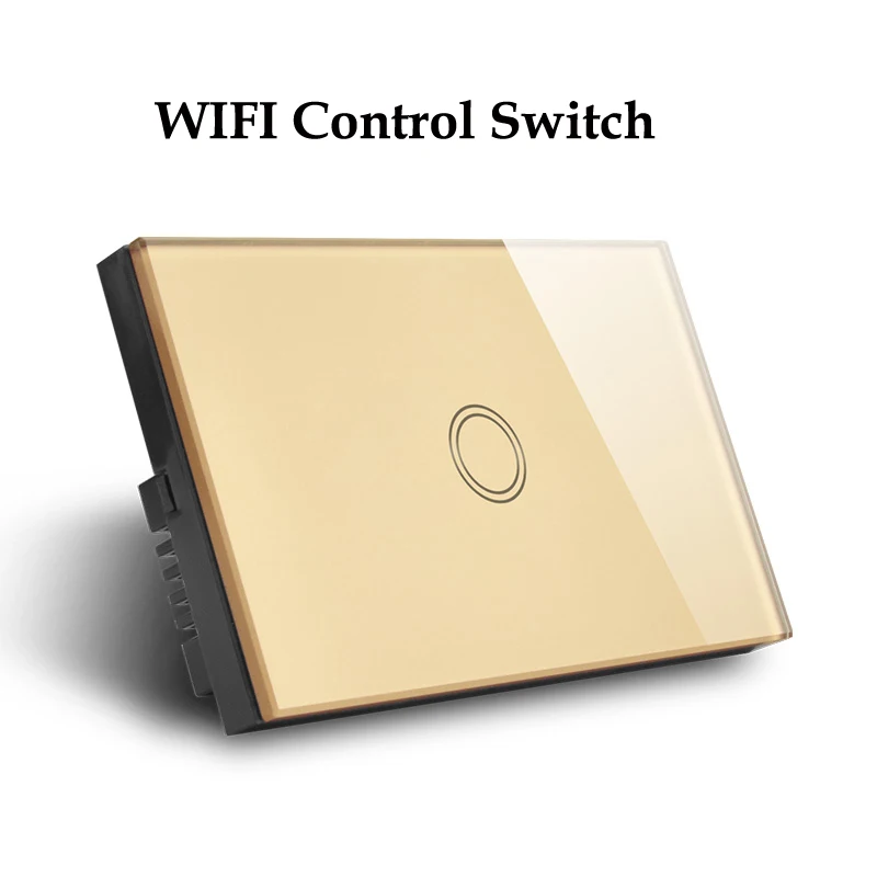 ASEER, дистанционный переключатель освещения с 1 бандой США, беспроводной настенный прерыватель, сенсорный переключатель WiFi, совместимый с Amazon Alexa Google Assistant - Цвет: Gold WIFI Switch