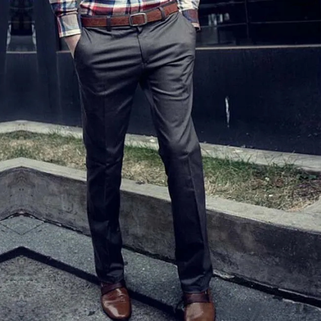 Модные обтягивающие длинные брюки размера плюс, мужские деловые Вечерние брюки, весенние мужские официальные прямые брюки Y067