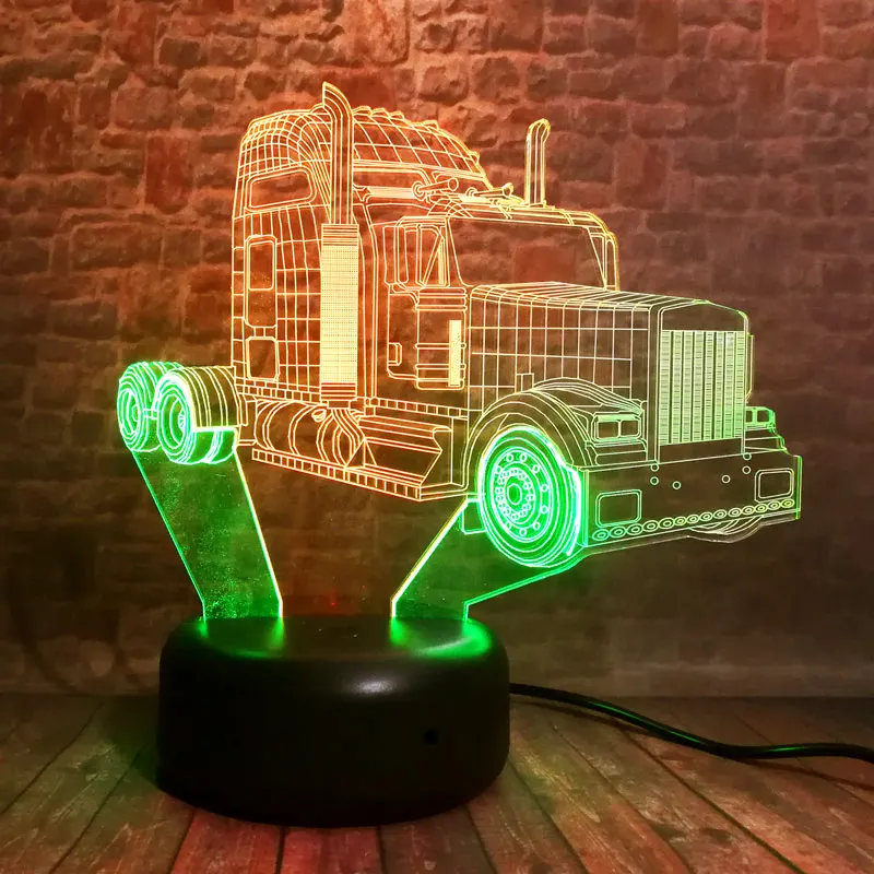 Peterbilt Модель автомобиля 3D ночной Светильник светодиодный разноцветный светильник Desek светильник вечерние Декор Игрушки