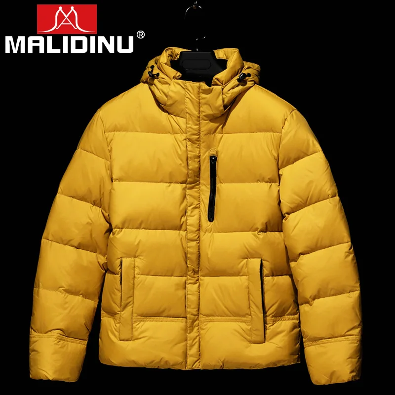 

MALIDINU 2019 Men Down Coat Winter Thick Down Jacket Brand 70%White Duck Down European Size Down Coat Hooded Free Shipping