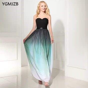 

Cheap Colorful Long Evening Dresses 2018 A Line Sweetheart Floor Length Backless Chiffon Arabic Formal Prom Evening Gowns