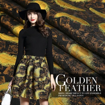 

New fashion jacquard brocade fabrics High-grade gold feather jacquard fabric dress half skirt umbrella skirt fabric