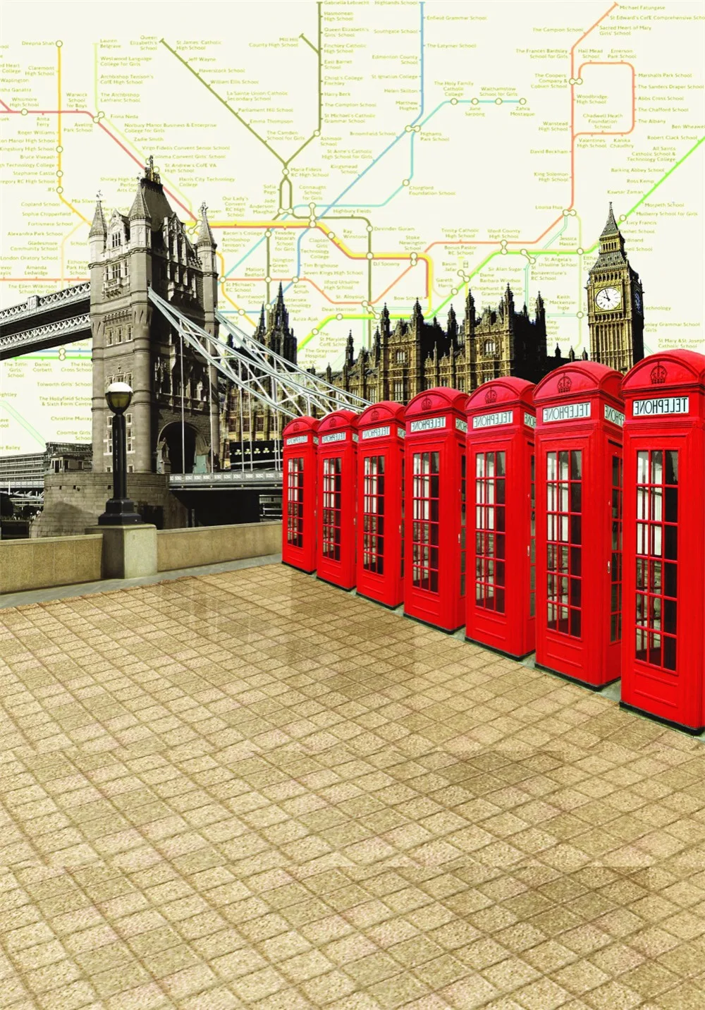 TR красный фон с почтовым ящиком для фотосъемки Ретро лондонским мостом свадебной