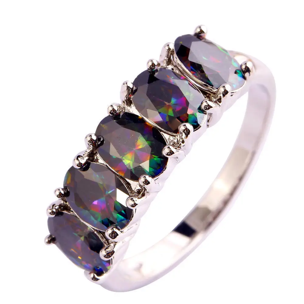 Multicolor Cubic Zircon Engagement Ring Fashionable Women Silver Finger Rings Colored Stone Party Wedding Jewelry Anillos | Украшения и