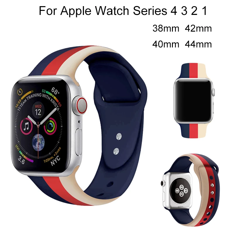 Спортивный силиконовый ремешок для Apple Watch 4 40 мм 44 iwatch 3 2 1 38 42 мягкий красочный