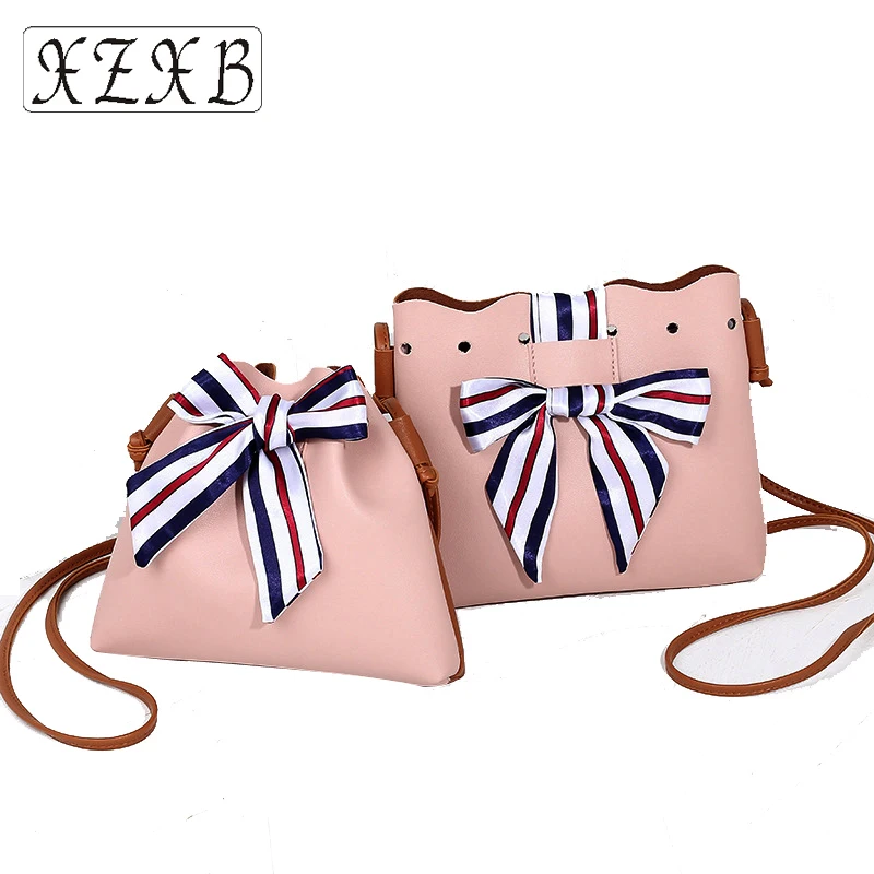 

Fashion Female Single Shoulder Small Bag Bucket Type With A Silk Scarf And a single Shoulder Zero Wallet Women Cell Phone Bag.