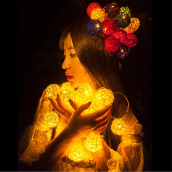 

3.5M 20Leds Thailand Rattan Ball LED String Light 3 AA Battery Powered Warm White Fairy Lights For Party Xmas Decration 20pcs