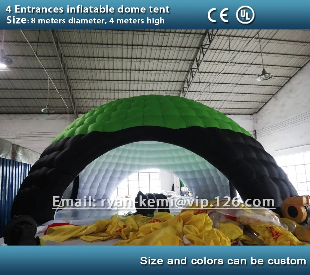 Free shipping 4 entrances 8mx8m inflatable dome tent Inflatable exhibition tent advertising tent 3