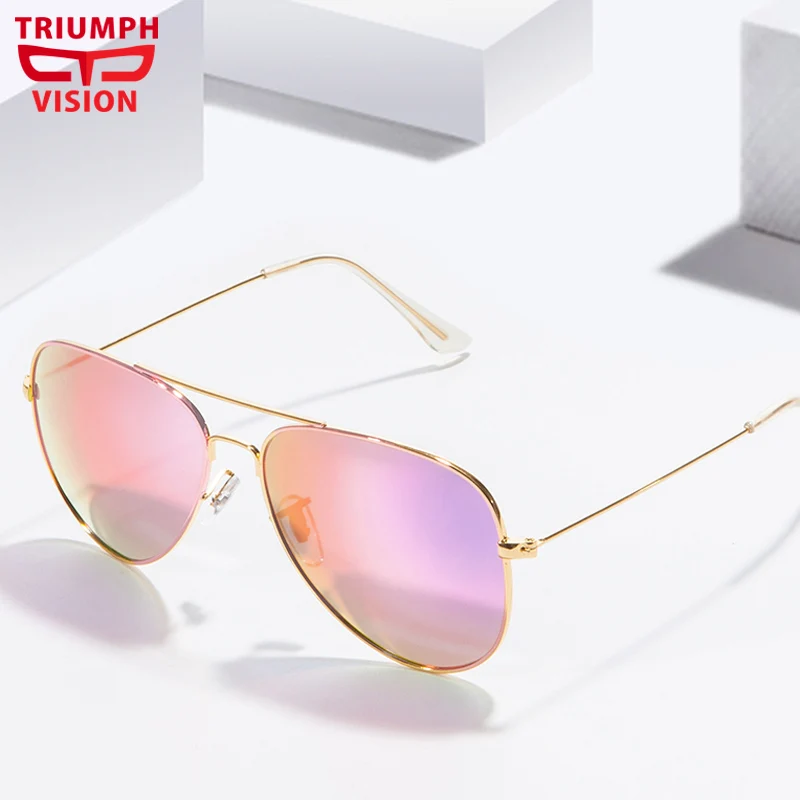 TRIUMPH очки для зрения de sol Feminino синие солнцезащитные очки для женщин для вождения пилота зеркальные линзы медная оправа солнцезащитные очки женские оттенки