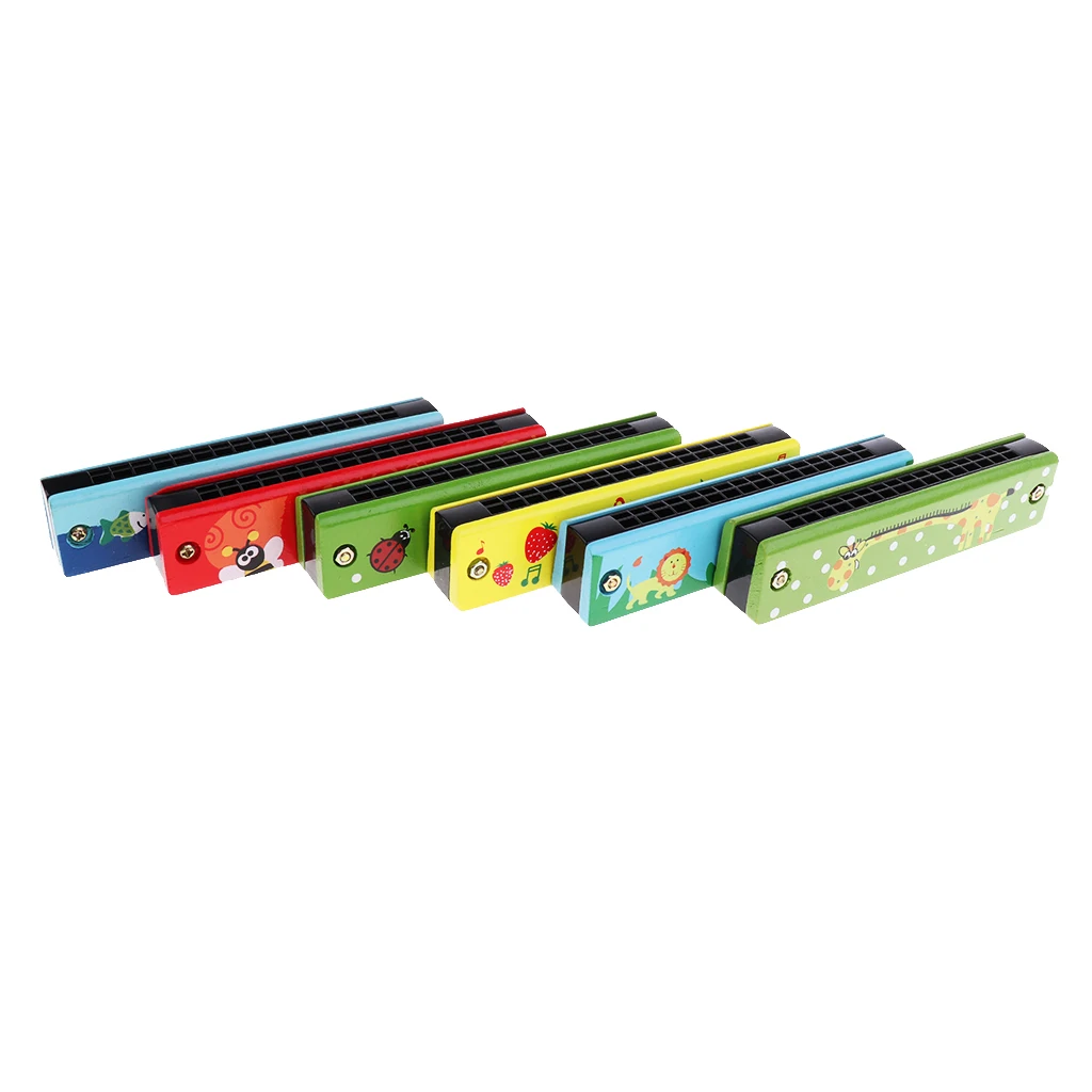 

Wooden Cartoon Harmonica Kids Musical Instrument Mouth Organ Educational Toy Gift
