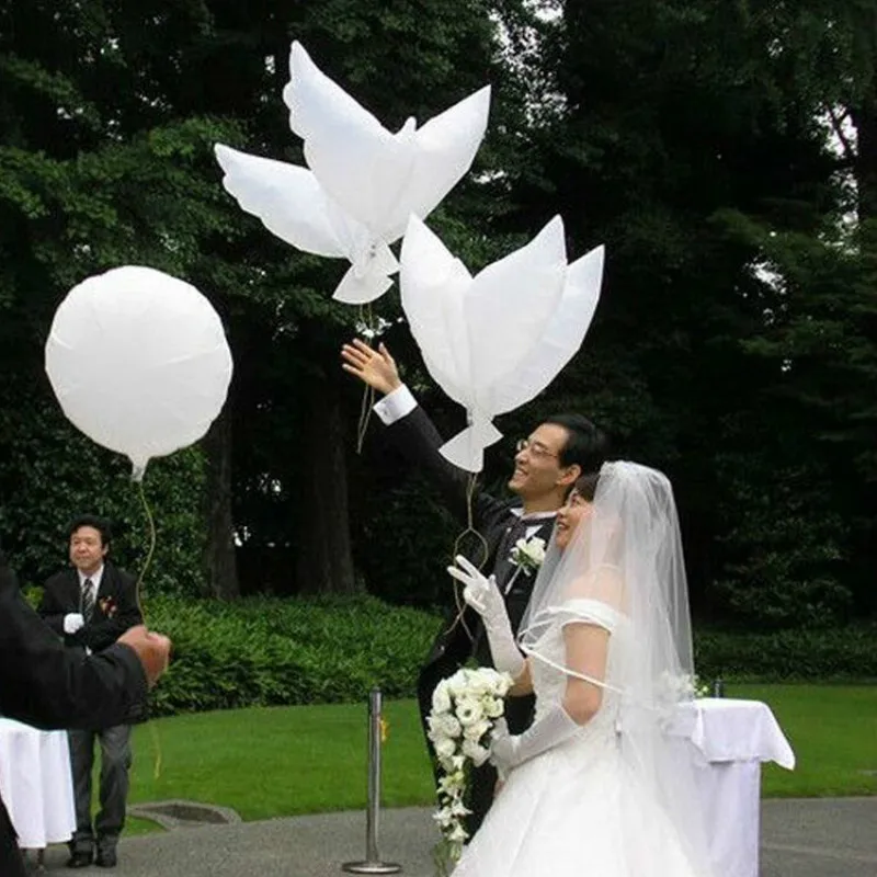 Wedding-Venue-Church-Wedding-Decoration-White-Pigeon-Aluminum-Foil-Balloon-Peace-Dove-Fluttering-Air-Helium-Balloons