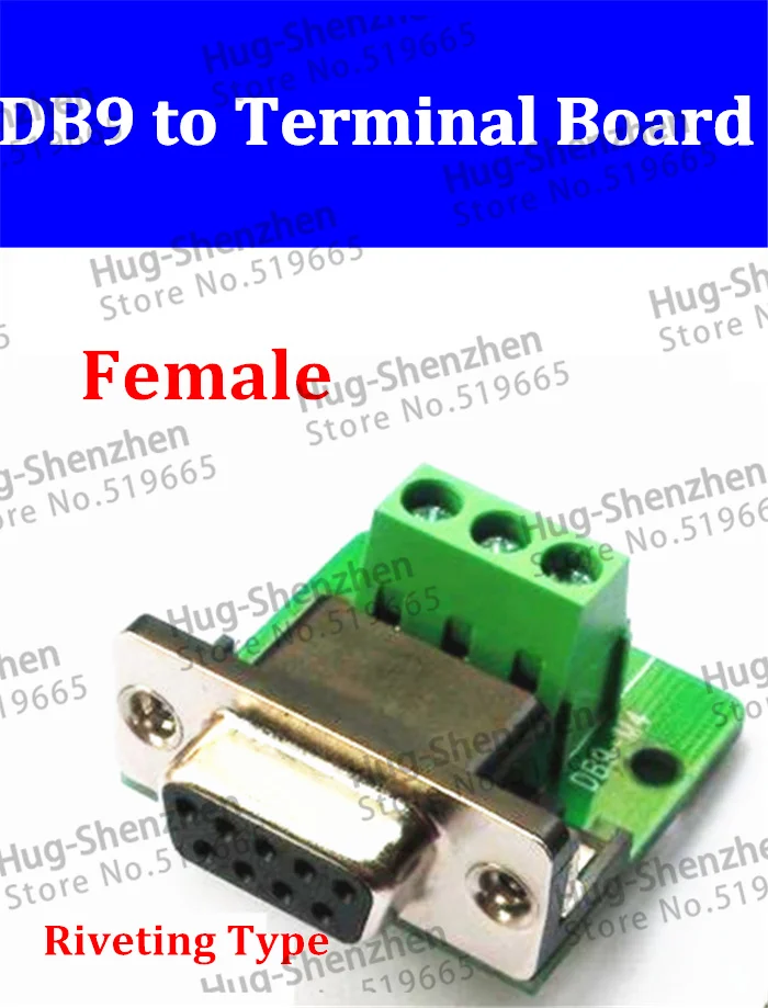 

Wholesale 30 pcs female DB9 Serial Port to terminal RS232 breakout to terminals pin 2/3/5 Riveting type