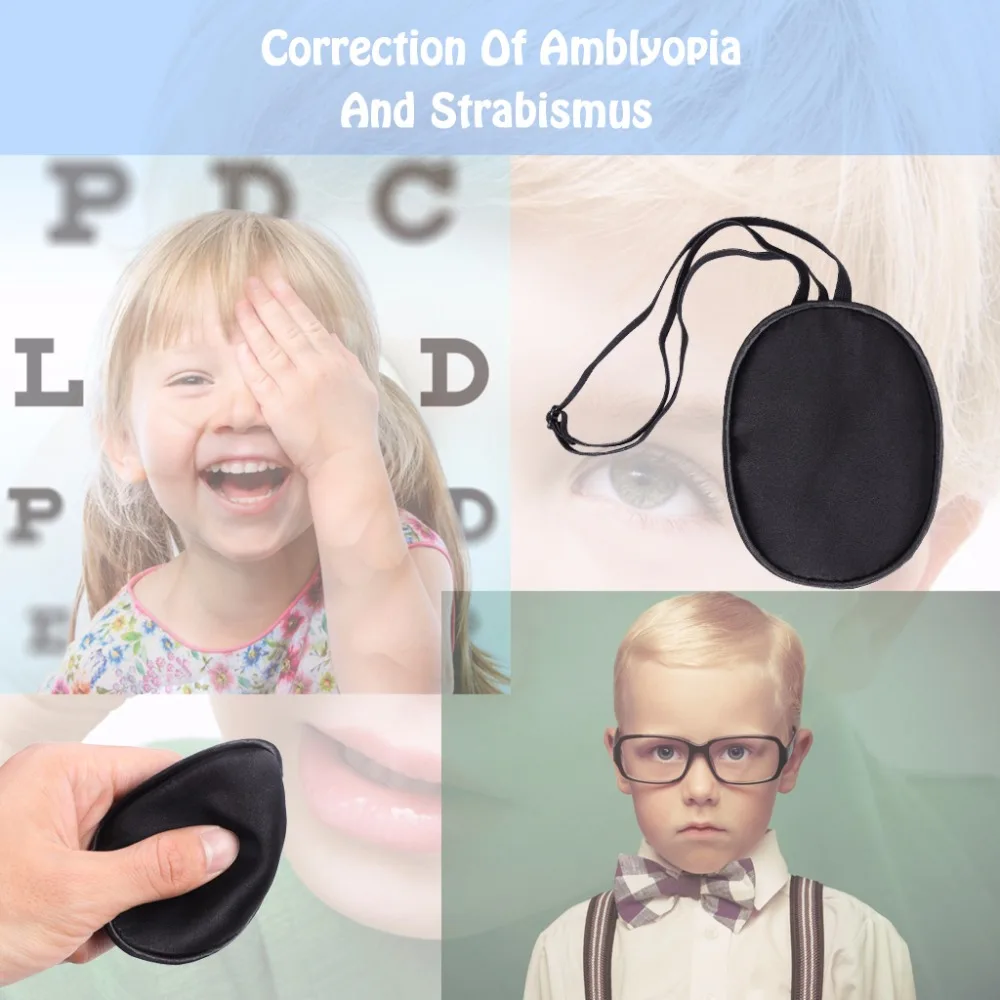 Pure Silk Eye Patch For Children Amblyopia Obscure Astigmatism Training Strabismus Correction Black (4)