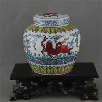 

6 Antique Old Chinese MingDynaty Porcelain pot, color horse pattern jar,hand-painted crafts, best Home Decorations&Collection