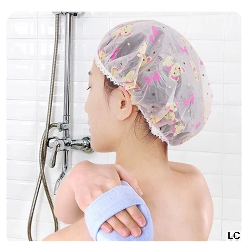 (7 PACK)Bathroom Hat Bath Cap Plastic Waterproof Elastic Headband