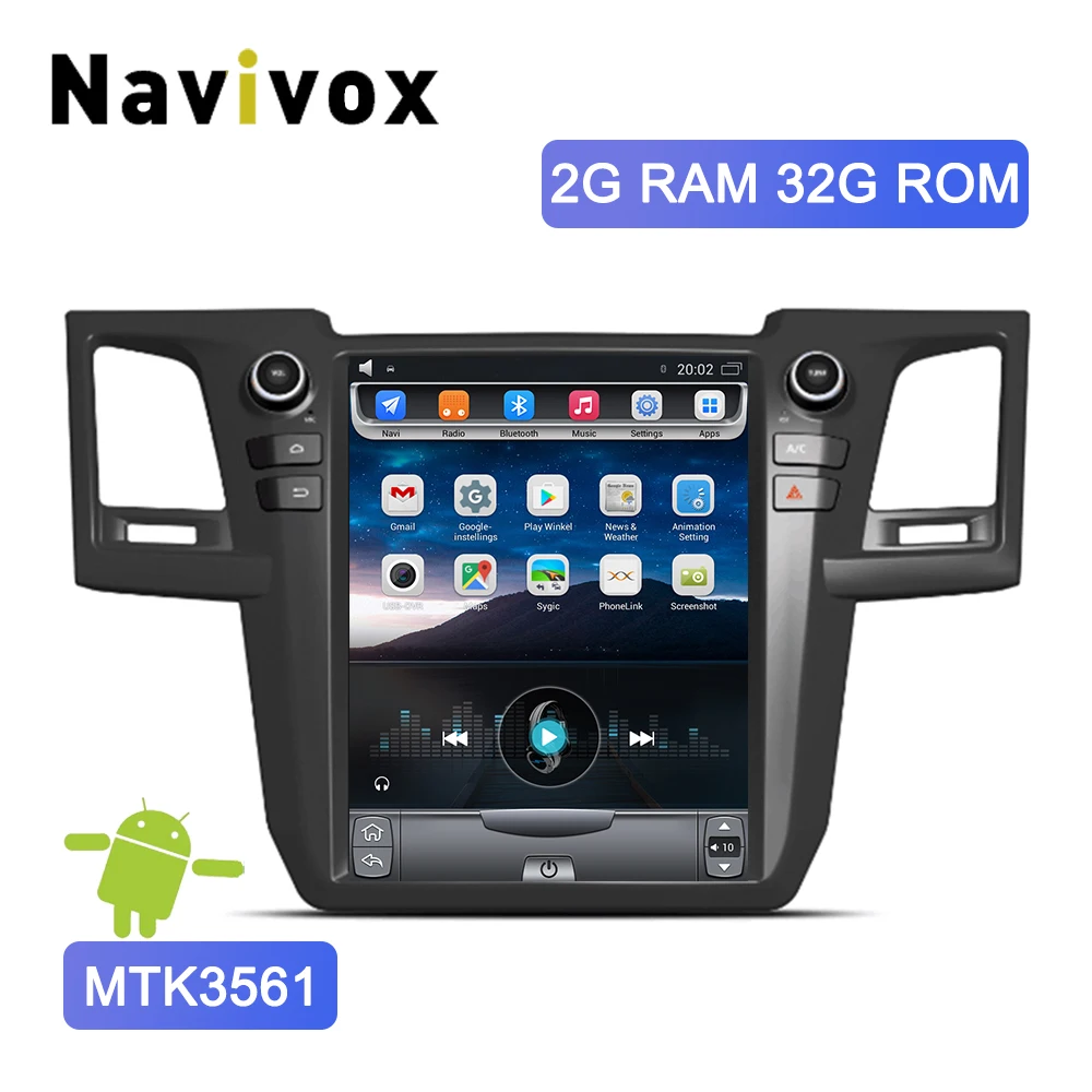 Navivox 12," Tesla тип вертикальный экран Android 6,0 Автомобильный DVD Радио для Toyota Fortuner Hilux 2010- gps навигационный монитор