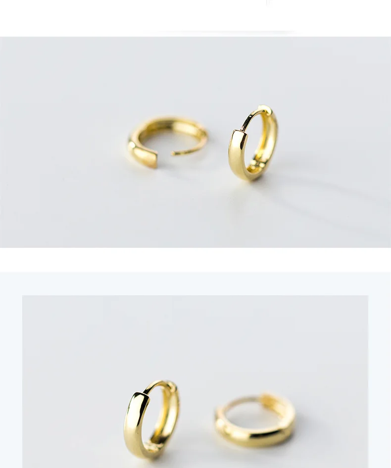 XIHA 100% Real 925 Sterling Silver Earrings for Women Simple Gold Color Round Small Hoop Earring Huggies Minimalist Jewelry (4)
