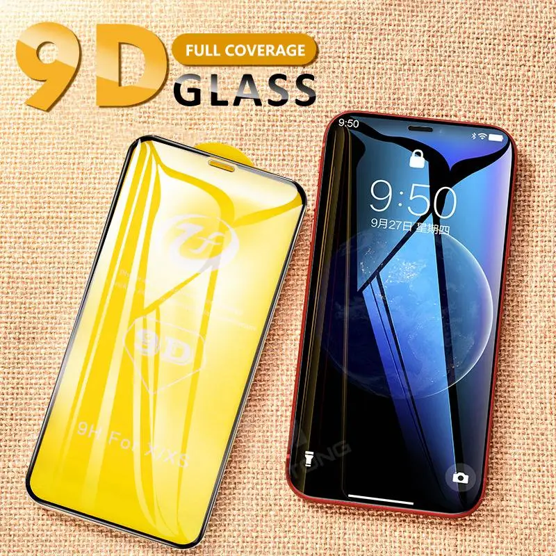 

Glass On The For iPhone 10 X XS Max XR 7 8 Plus Screen Protector 9D Curved Full Cover Protective Tempered Glass For iPhone 6 6S