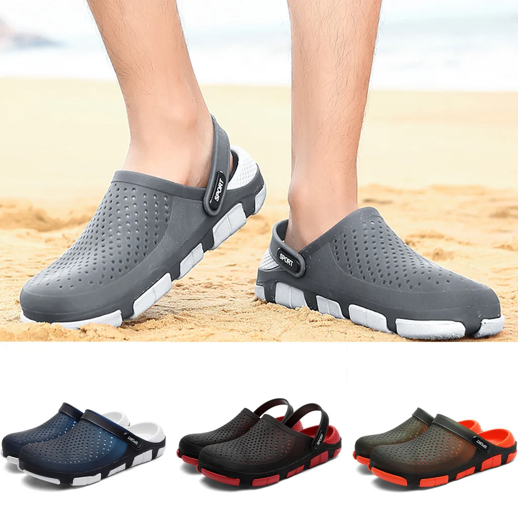 SAGACE/повседневная мужская обувь на плоской подошве; прочный светильник; дышащие тапочки с отверстиями; пляжная обувь с отверстиями; обувь для плавания; быстросохнущие кроссовки