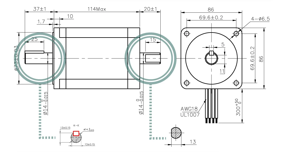 NEMA34 86X114 milímetros Duplo Eixo Do Motor