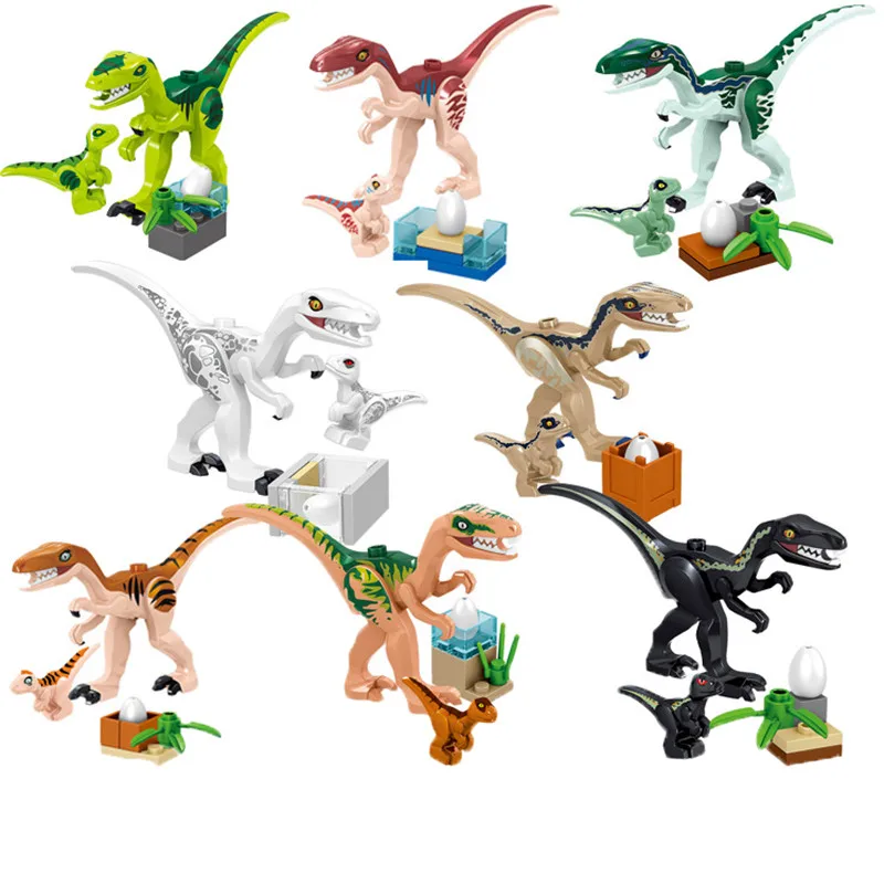 

8Pcs/set Toy Mini Big Dinosaurs Dinosaur Egg Building Blocks Jurassic Triceratops Velociraptors Lot Sets Toys for Children