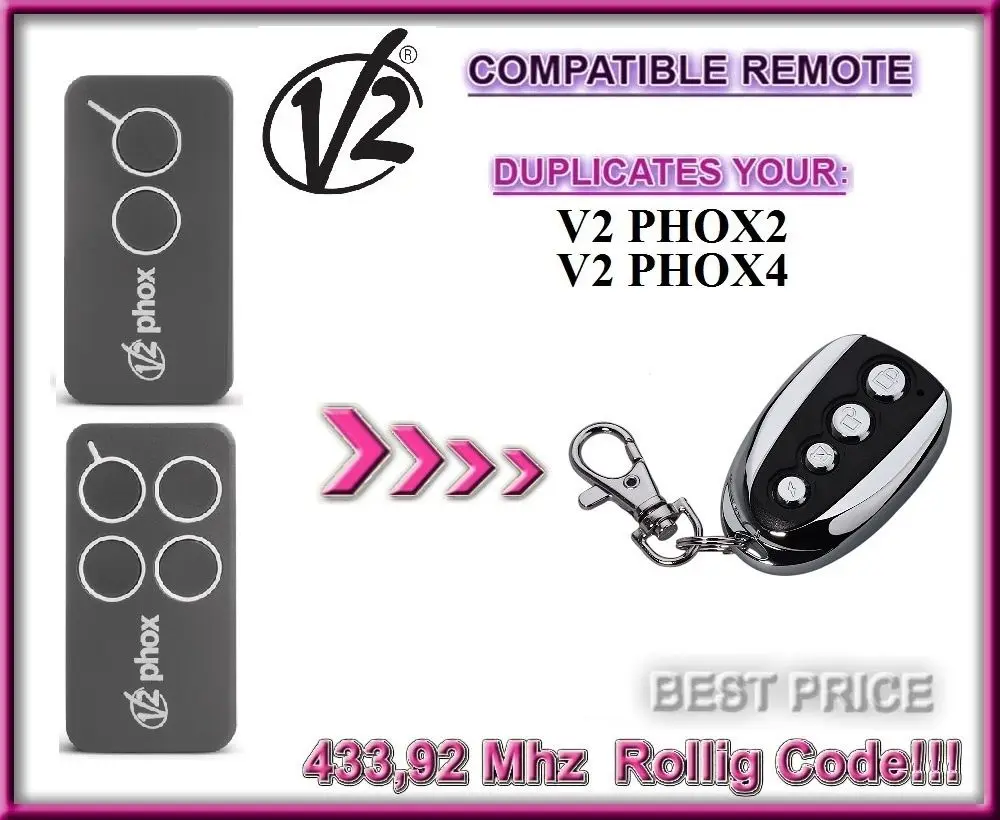 

v2 phox2 v2 phox4 Compatible Remote Control/433.92mhz Clone rolling code