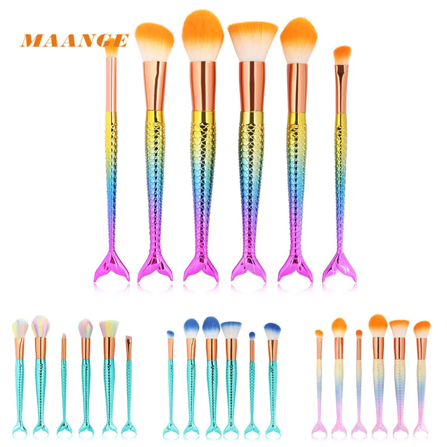 

MAANGE High Quality Nylon Hair 6PCS Make Up Foundation Eyebrow Eyeliner Blush Pretty Cosmetic Concealer Brushes Sets