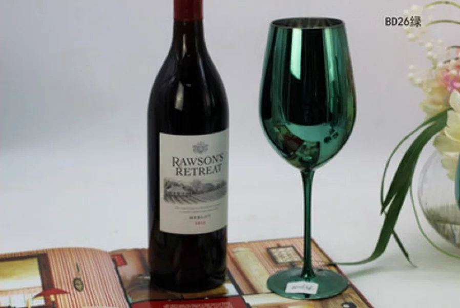 Креативный зеленый цвет металлическое стекло с бокалом шампанского вина Кубок Свадебные украшения комнаты Зеленый Кубок - Цвет: B
