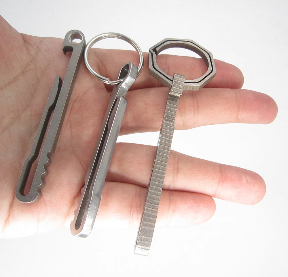 

Titanium Ti bottle opener multifunction camp hike TC4 edc multi belt buckle keychain multipurpose keyring key ring outdoor clip