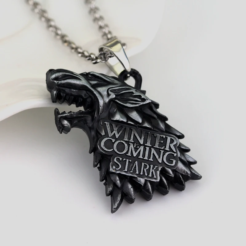 Weight 40g Game of Thrones Stark Family Goshawk Head Badge Wolf Chain Necklace Pendant Men Women Jewelry