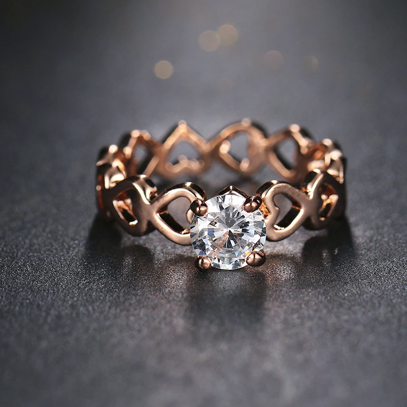 Emmaya Love Openwork Heart Stackable Finger Ring for Women Engagement & Wedding Jewelry