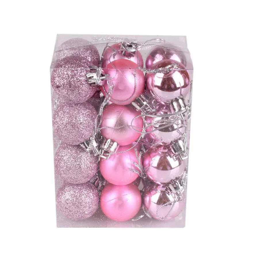 Pink 24 шт. Рождественская елка шар блестящая безделушка подвесное украшение для домашней вечеринки декор 30 мм#1102 A1 - Цвет: Pink