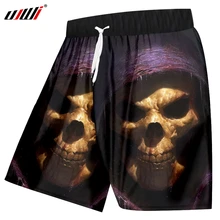 UJWI, летние шорты с крутым принтом, шорты с черепом Grim Reaper, 3D шорты для занятий спортом, боксеры и брюки, быстросохнущие пляжные шорты, 5XL